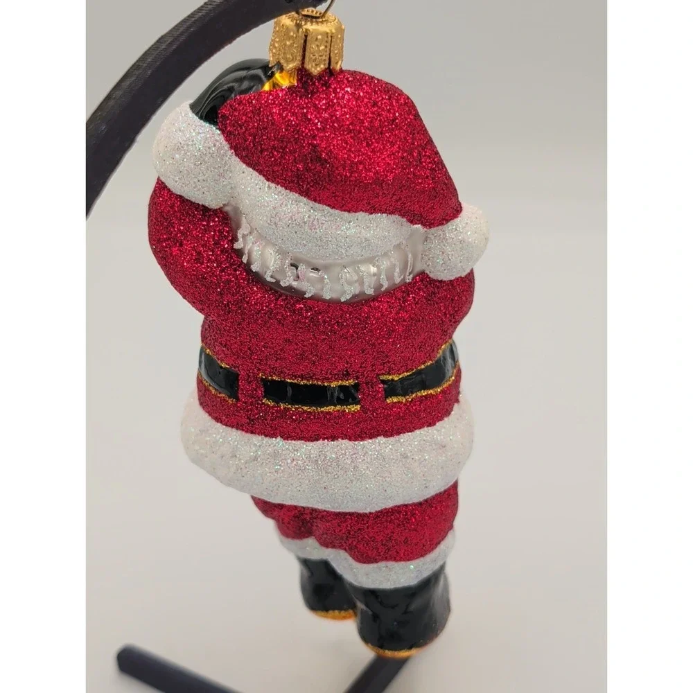 Lao Mai Blown Glass Santa Claus Climbing Rope Christmas Ornament Vintage 1985 5